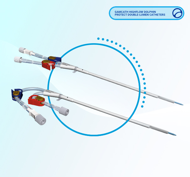 GAMCATH high flow DOLPHIN protect double-lumen catheters