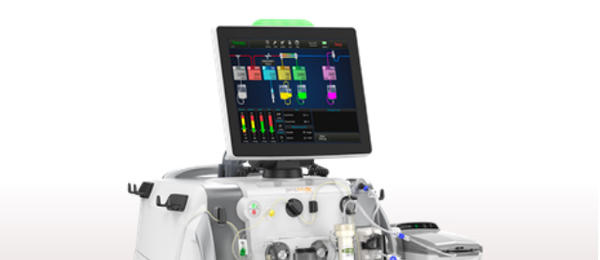 PrisMax 2 machine in  view from the left side with therapy screen				